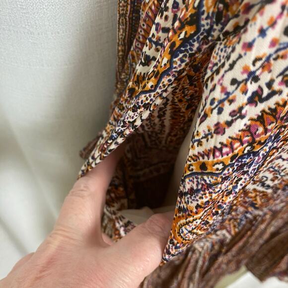 Anthropologie Brown Print Sabia Flounced Tunic Dress Sz.M - Picture 10 of 16